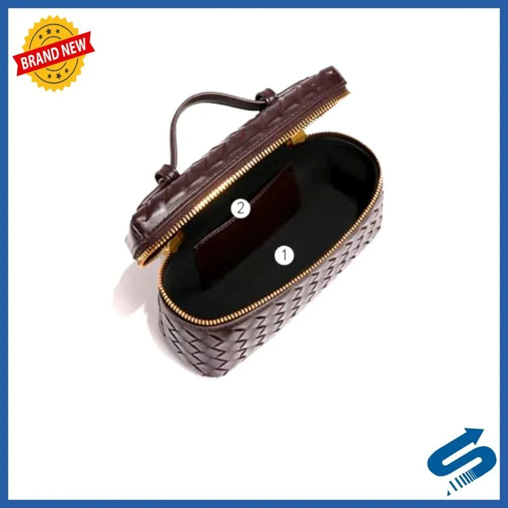 Woven Crossbody Handbag Leather Top Handle Bag Chic Classic Elegant